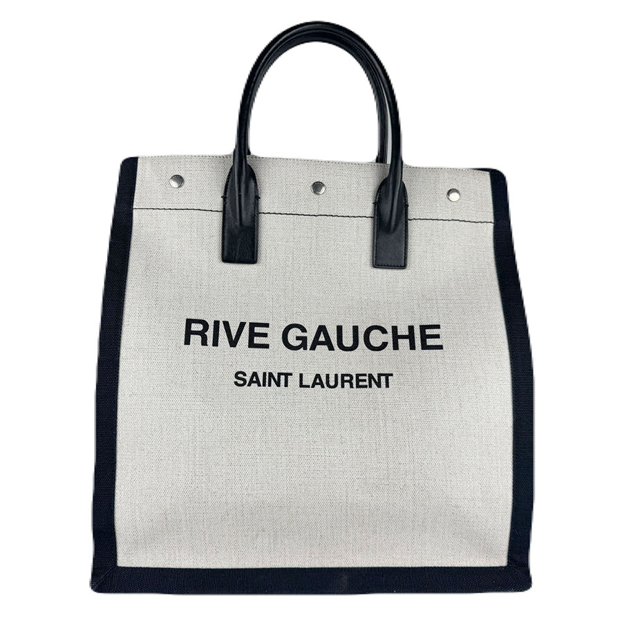 サンローラン SAINT LAURENT ハンドバッグ リヴ ゴーシュ ノースサウス カバ コーティングキャンバス/レザー ブラック×アイボリー メンズ 632539 送料無料【中古】 z8772