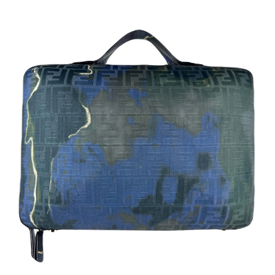 フェンディ FENDI ショルダーバッグ 旅行バッグ 帆布/なめし革 青碧×緑であること メンズ 7VV156-AHUE 貨物輸送無料【中古】 z8773