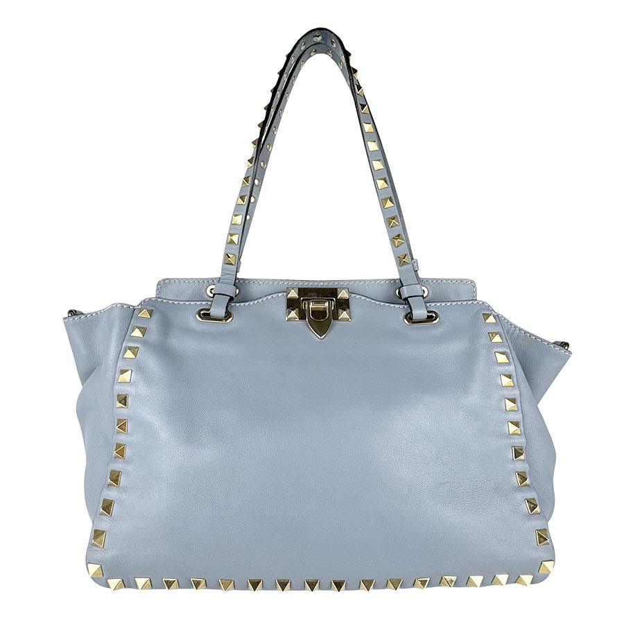 ヴァレンティノ ガラヴァーニ Valentino Garavani ハンドバッグ ショルダーバッグ ロックスタッズ レザー ライトブルー レディース 送料無料【中古】 z8805