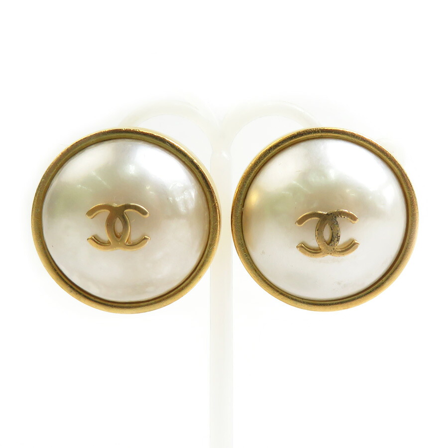 シャネル CHANEL イヤリング ココマーク メタル/フェイクパール ゴールド/オフホワイト レディース 送料無料【中古】 e61550a