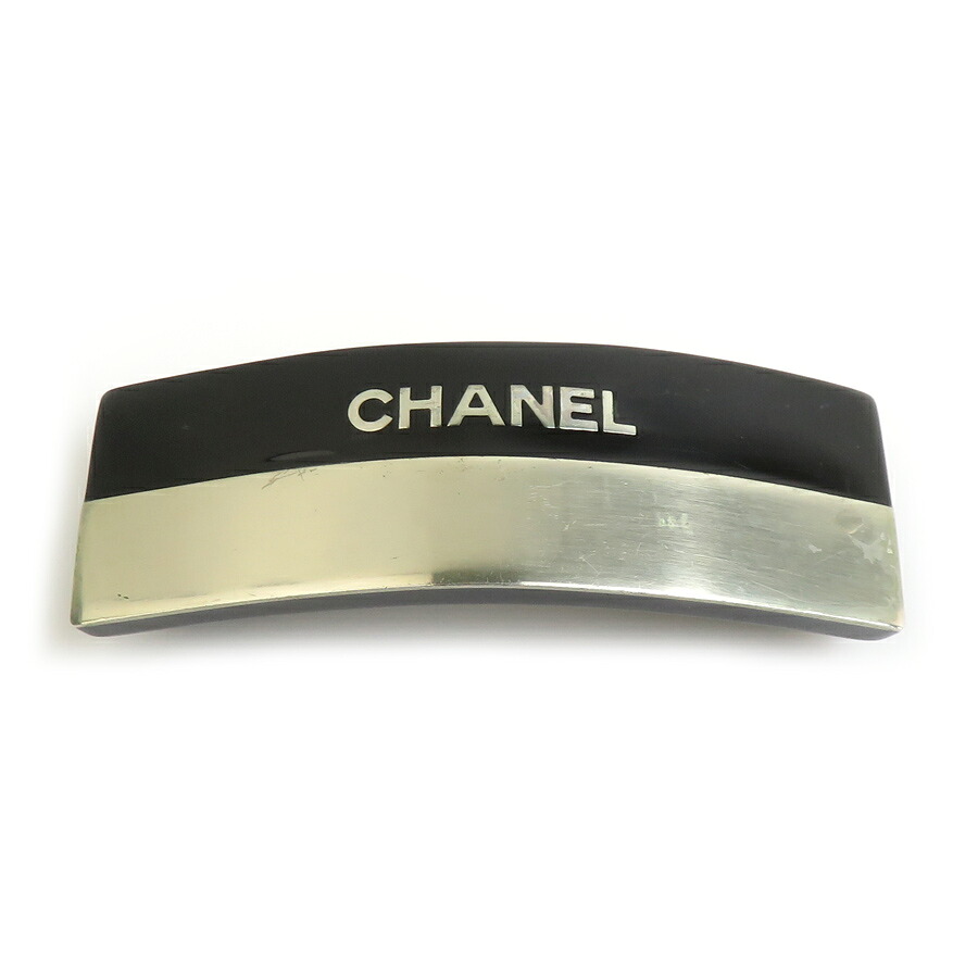 シャネル CHANEL バレッタ ロゴ レジン/メタル ブラック/シルバー レディース 送料無料【中古】 e61552a 24,360円