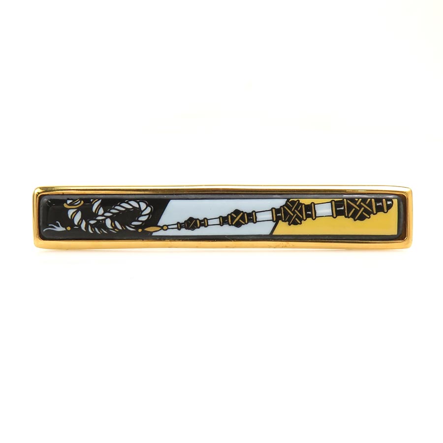 エルメス HERMES ブローチ 七宝焼き メタル/エナメル ゴールド/ブラック レディース 送料無料【中古】 e61560a