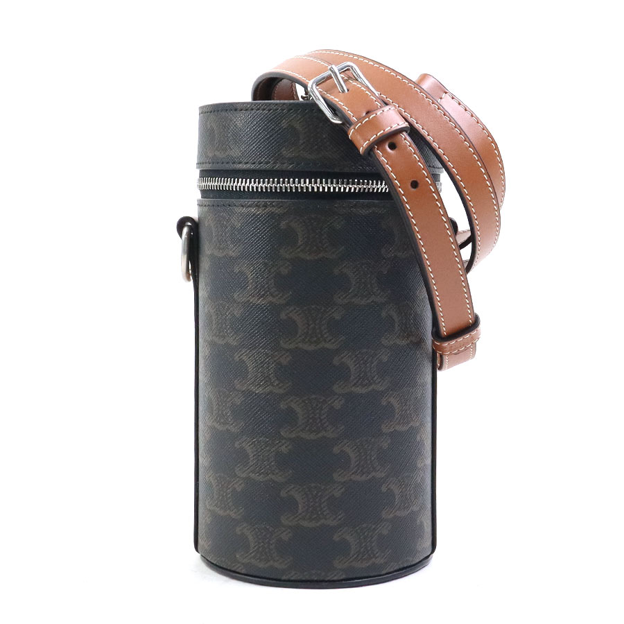 セリーヌ CELINE ショルダーバッグ トリオンフ PVCコーティングキャンバス ブラウン レディース 送料無料【中古】 h31991a