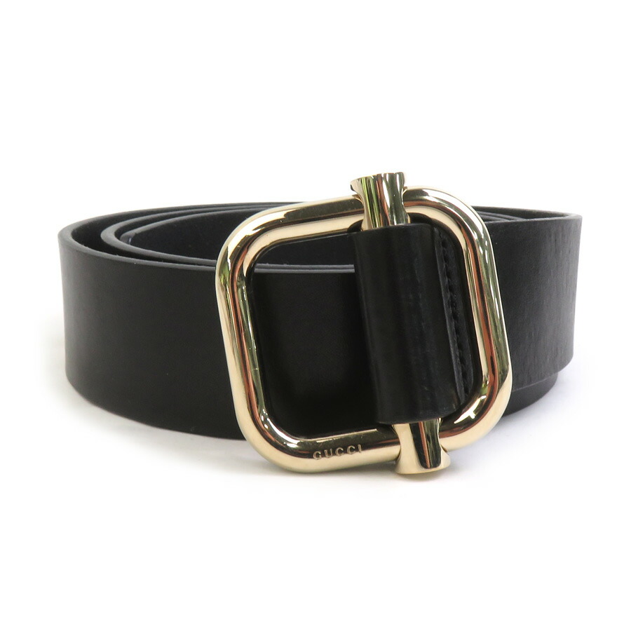 グッチ GUCCI 胴締め なめし革/金属元素 黒いこと/ともし火ゴールド メンズ 163507 貨物輸送無料【中古】 e61567a