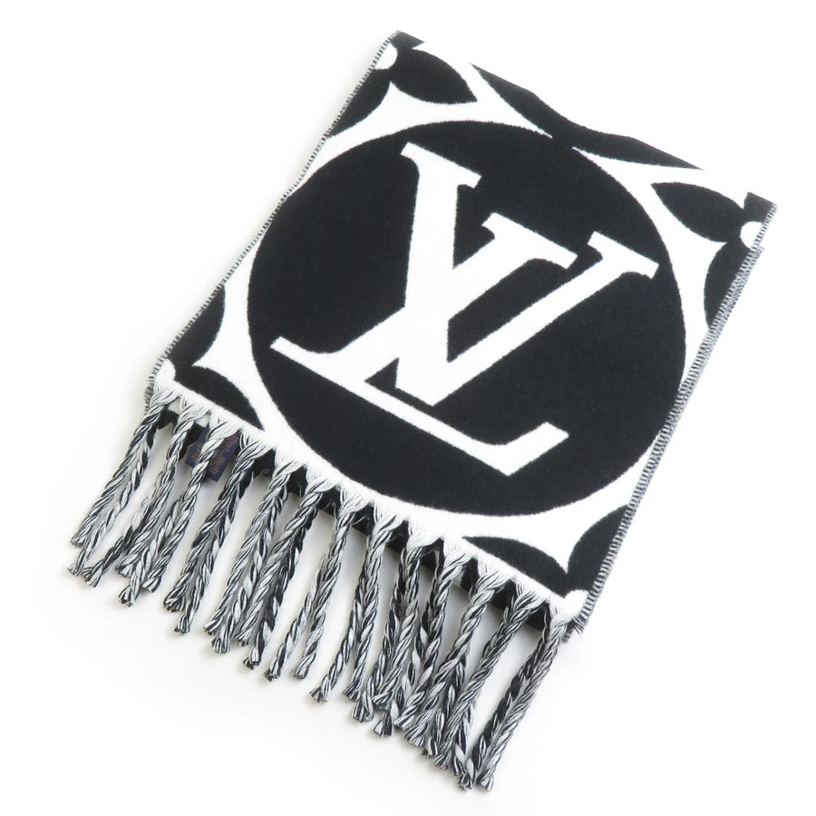 ルイ ヴィトン LOUIS VUITTON えり巻き 飛行 流行り物 えり巻き LV メダリオン 羊毛 ノワール レディース M79212 貨物輸送無料【中古】 r11075a