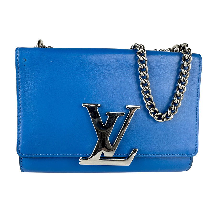 ルイ ヴィトン LOUIS VUITTON ショルダーバッグ ポシェット ルイーズ MM レザー/メタル ブルー/シルバー レディース 送料無料【中古】 z8876