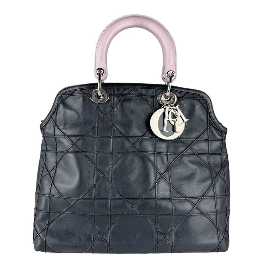 クリスチャンディオール Christian Dior ハンドバッグ ショルダーバッグ グランヴィル レザー ブラック/ピンク シルバー レディース 送料無料【中古】 z9005