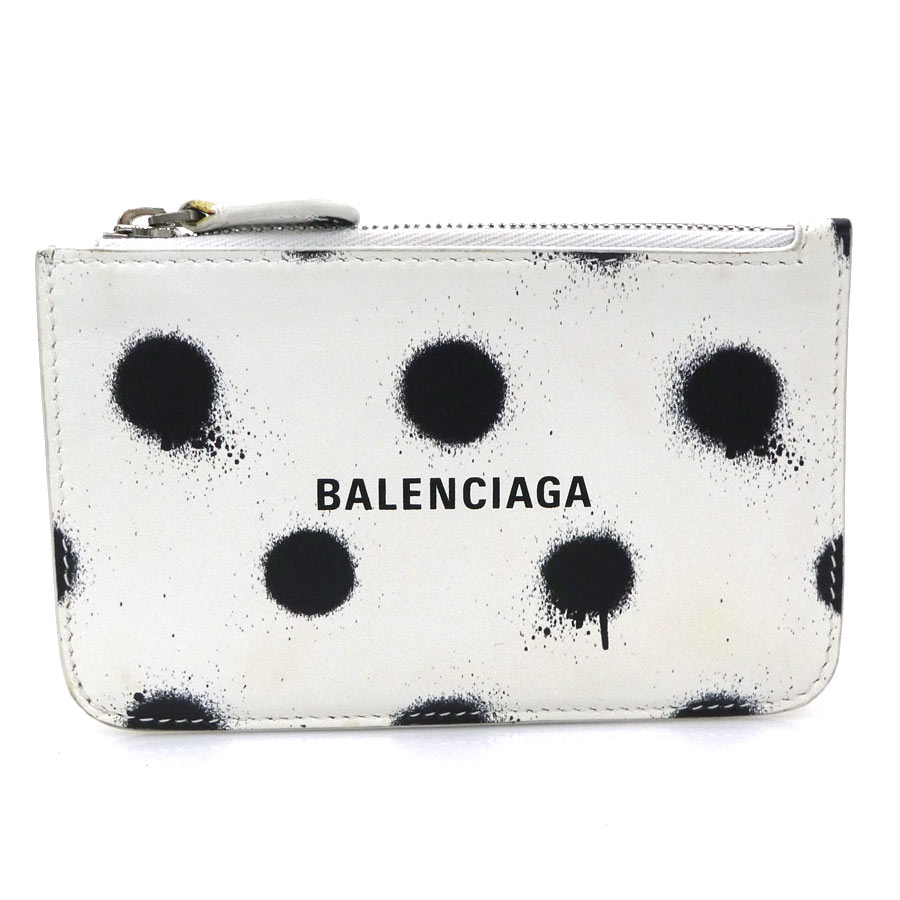 バレンシアガ BALENCIAGA コインケース レザー ホワイト/ブラック ユニセックス 送料無料【中古】 56638n