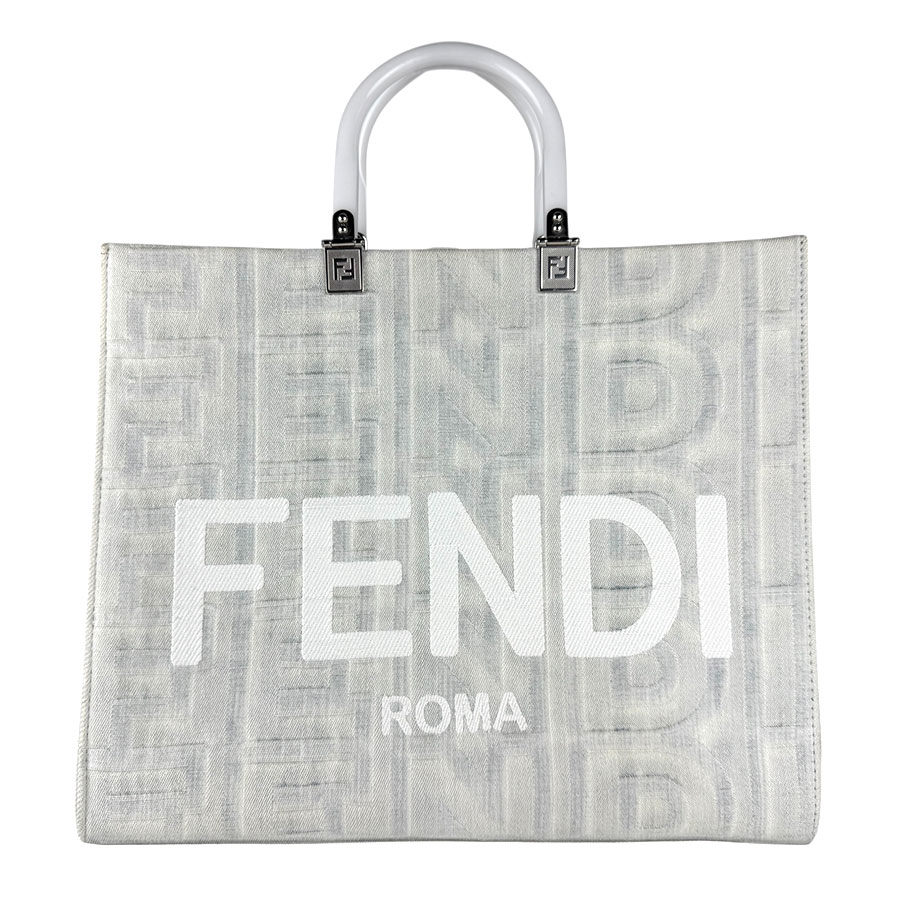 フェンディ FENDI ハンドバッグ ショルダーバッグ マークジェイコブス コラボ サンシャイン ミディアム キャンバス グレー系 ユニセックス 8BH386-ANXX 送料無料【中古】 z9020｜ブランドバリュー