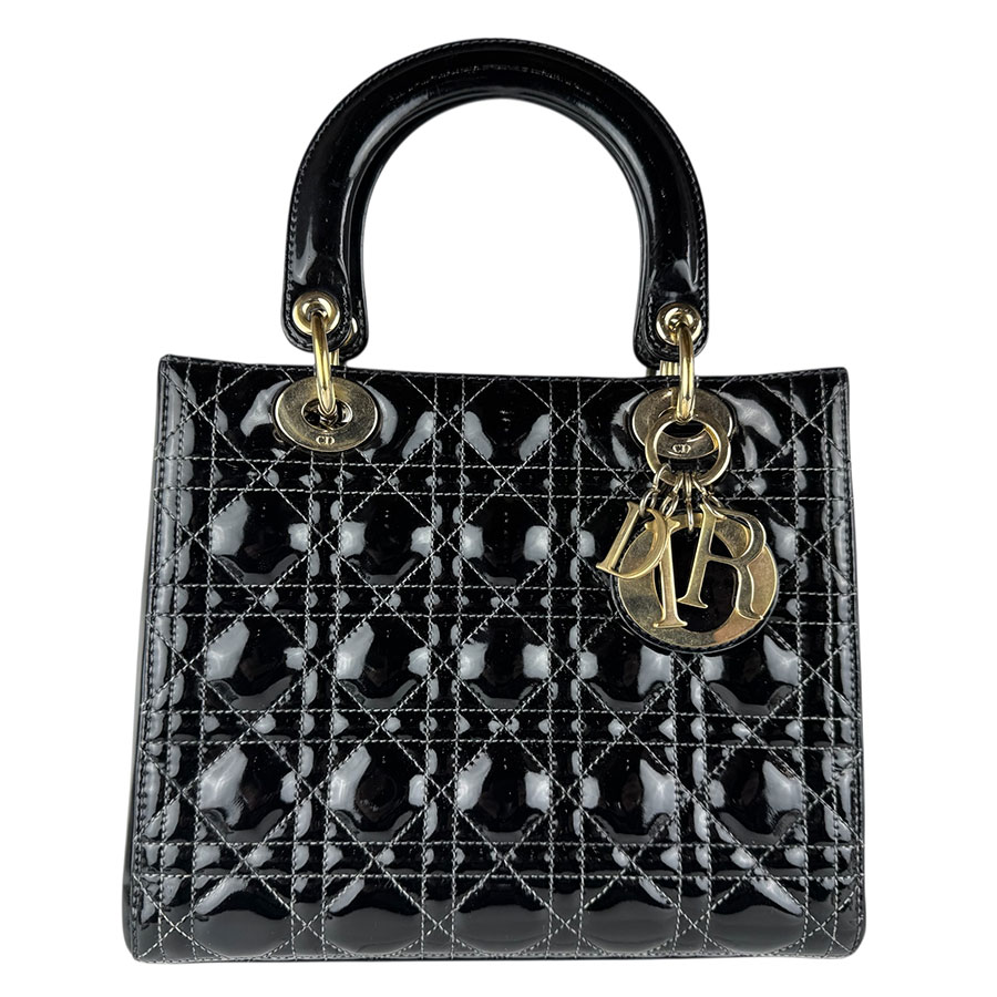 ディオール Christian Dior ハンドバック ショルダーバッグ レディディオール 専売特許なめし革 黒いこと ゴールド レディース 貨物輸送無料【中古】 z9043