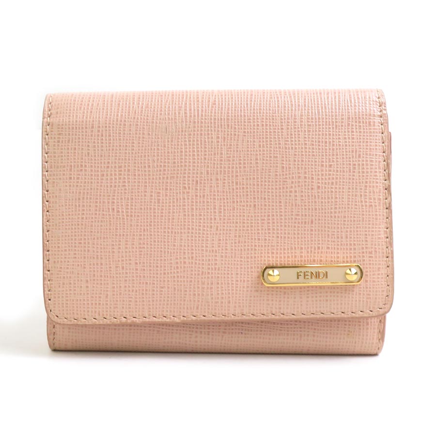 フェンディ FENDI カードケース レザー ライトピンクベージュ ゴールド レディース 8M0217-109 送料無料【中古】 e61642a 7,668円