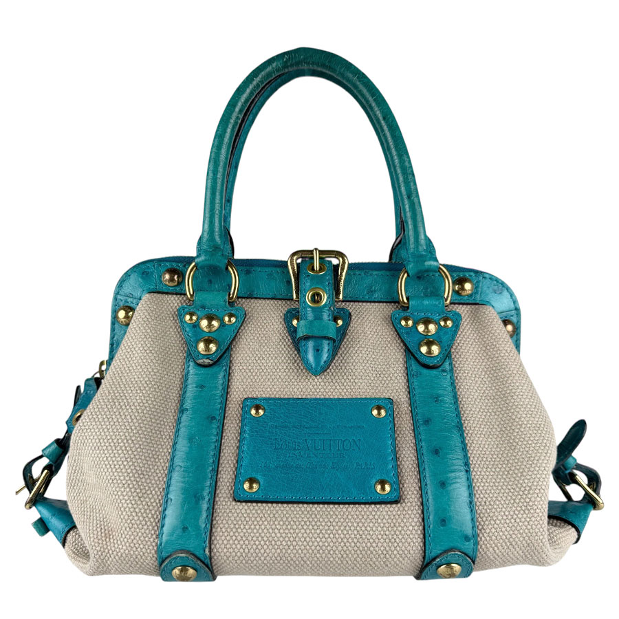 ルイ ヴィトン LOUIS VUITTON ハンドバッグ トアル トリアノン サック ド ニュイMM キャンバス/オーストリッチ グリーンブルー×ベージュ レディース M92386 送料無料【中古】 z9101