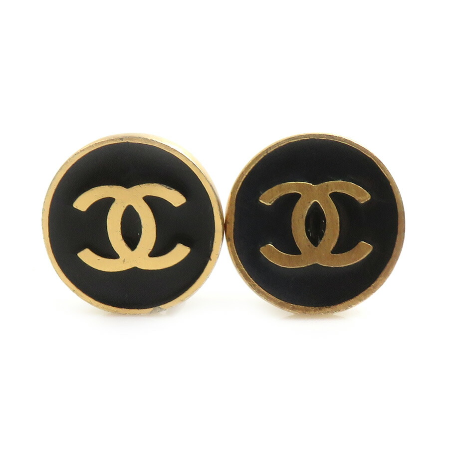 シャネル CHANEL イヤリング ココマーク メタル/エナメル ゴールド/ブラック レディース 送料無料【中古】 e61671a