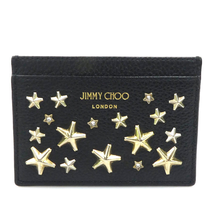 ジミーチュウ JIMMY CHOO カードケース レザー ブラック レディース 送料無料【中古】 r11098a