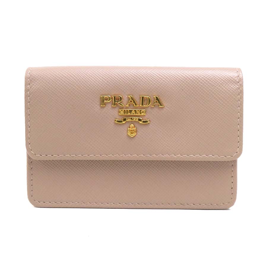プラダ PRADA カードケース レザー ピンクベージュ ユニセックス 送料無料【中古】 h32099k