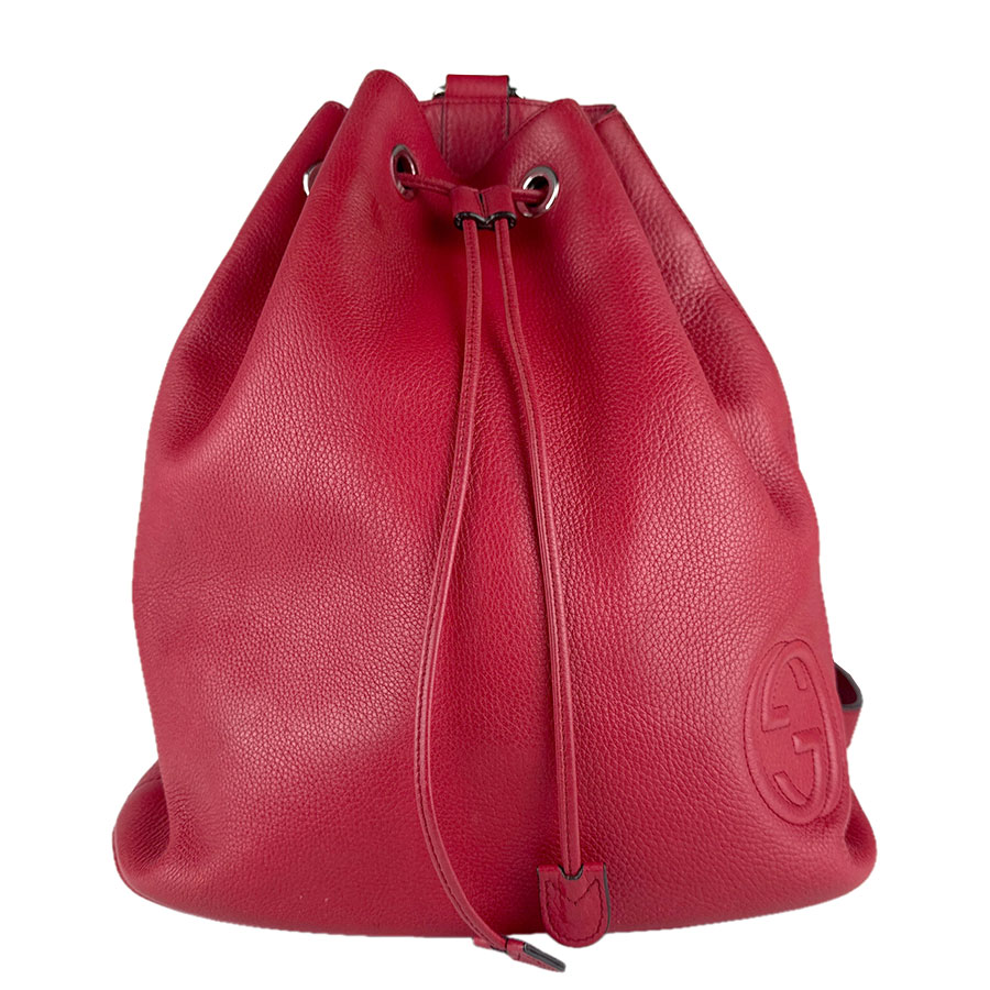 グッチ GUCCI リュック レザー レッド シルバー レディース 368588 送料無料【中古】 z9122|ブランドバリュー