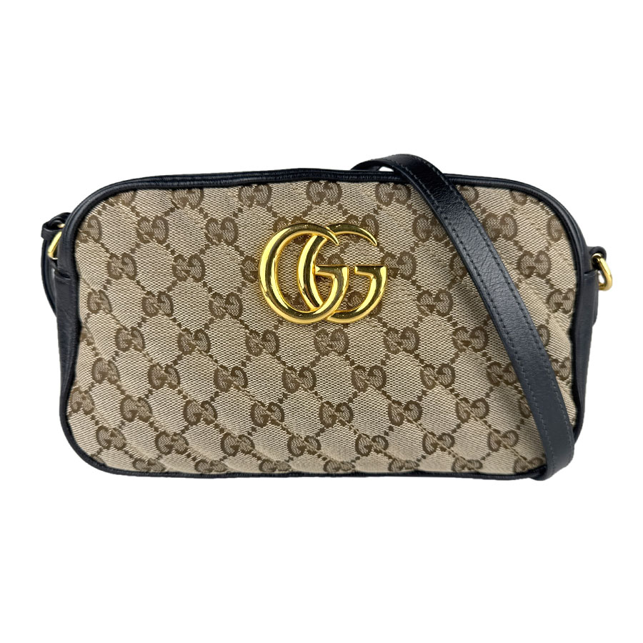 グッチ GUCCI ショルダーバッグ GGマーモント GGキャンバス/レザー ブラック/ブラウン ゴールド レディース 447632 送料無料【中古】 z9124|ブランドバリュー