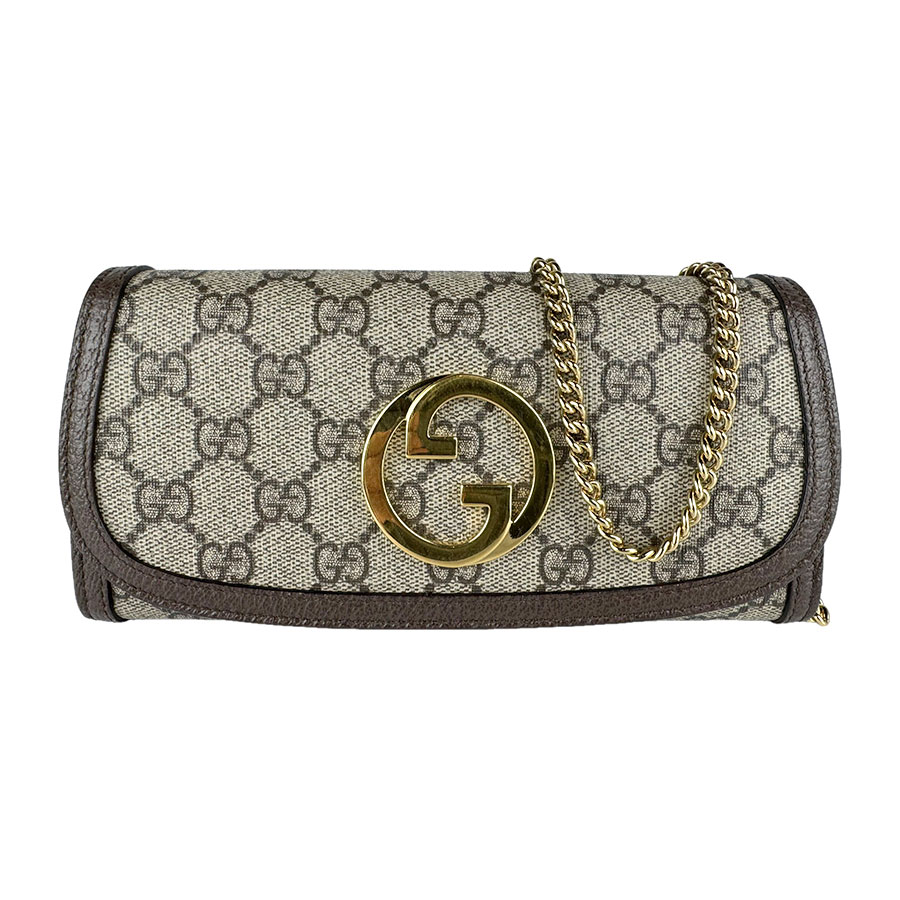 グッチ GUCCI チェーンウォレット ブロンディ GGスプリームキャンバス ブラウン レディース 725215 送料無料【中古】 z9131