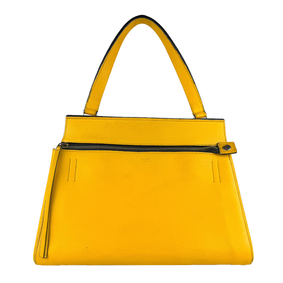 セリーヌ CELINE ハンドバッグ エッジ スモール レザー イエロー レディース 送料無料【中古】 z9133
