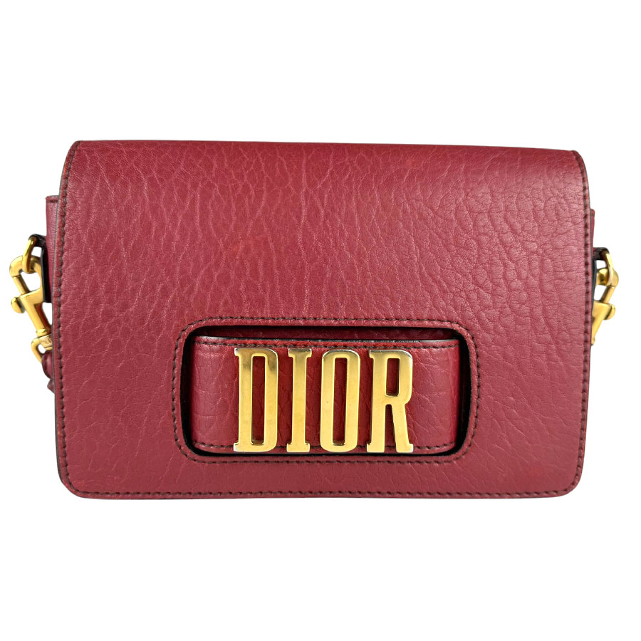 クリスチャンディオール Christian Dior ショルダーバッグ レザー ダークレッド ゴールド レディース 送料無料【中古】 z9198