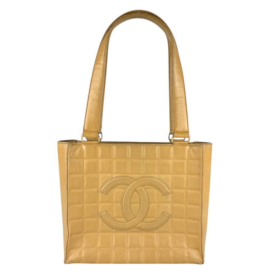シャネル CHANEL ショルダーバッグ トートバッグ チョコレート赤ちょうちん なめし革 ベージュ ゴールド レディース 貨物輸送無料【中古】 z9200