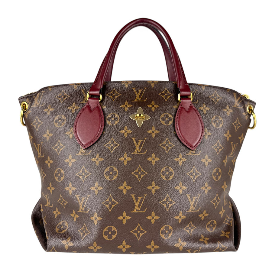 ルイ ヴィトン LOUIS VUITTON ハンドバッグ ショルダーバッグ モノグラム フラワー ジップド トートMM モノグラムキャンバス ブラウン/ボルドー ゴールド レディース M44348 送料無料【中古】 z9188