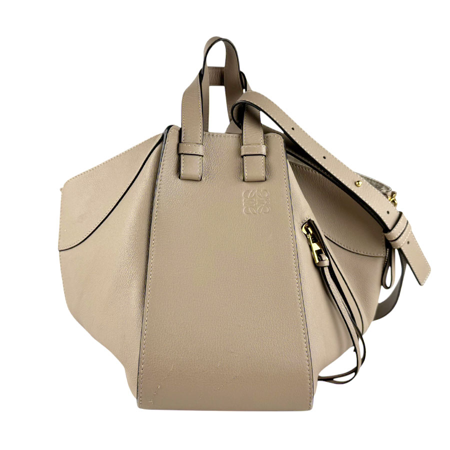 ロエベ LOEWE ハンドバッグ ショルダーバッグ ハンモック スモール レザー グレージュ ゴールド レディース 送料無料【中古】 z9201
