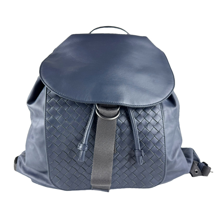 ボッテガヴェネタ BOTTEGAVENETA リュック イントレチャート レザー ネイビー メンズ 送料無料【中古】 z9281|ブランドバリュー