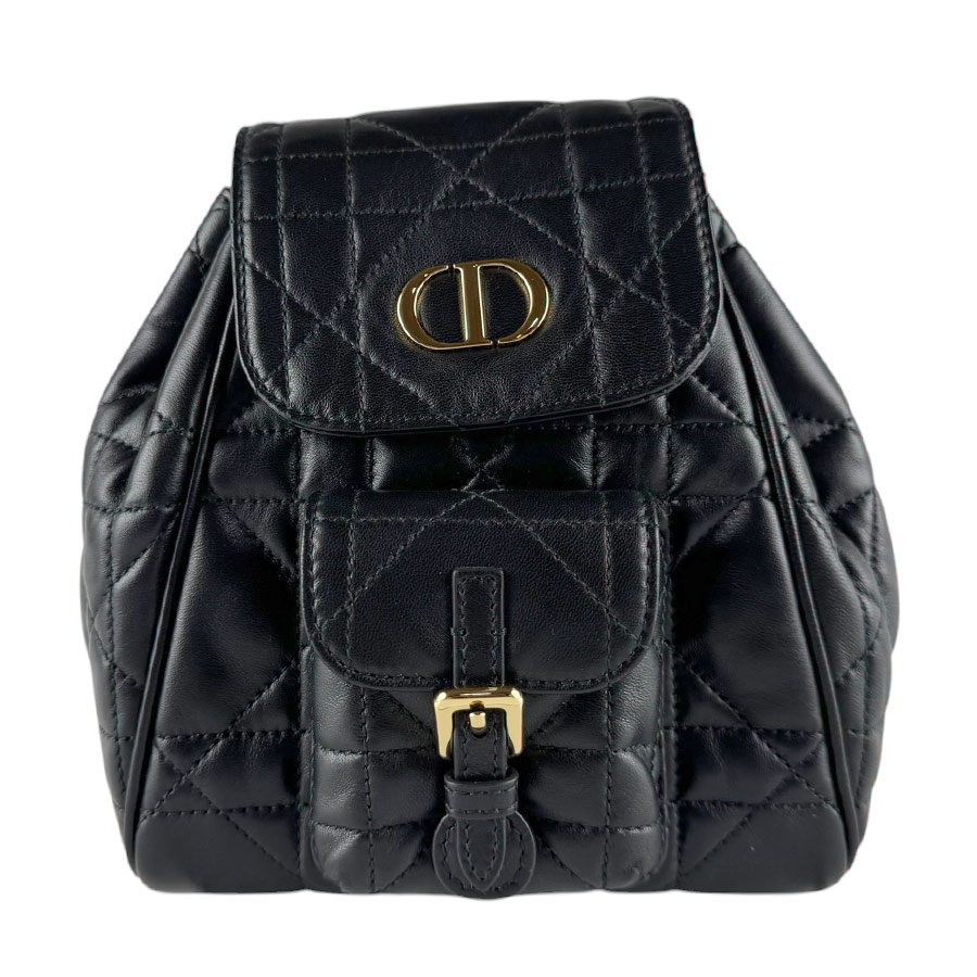 クリスチャンディオール Christian Dior リュック カロ バックパック スモール レザー ブラック ゴールド レディース 送料無料【中古】 z9341｜ブランドバリュー