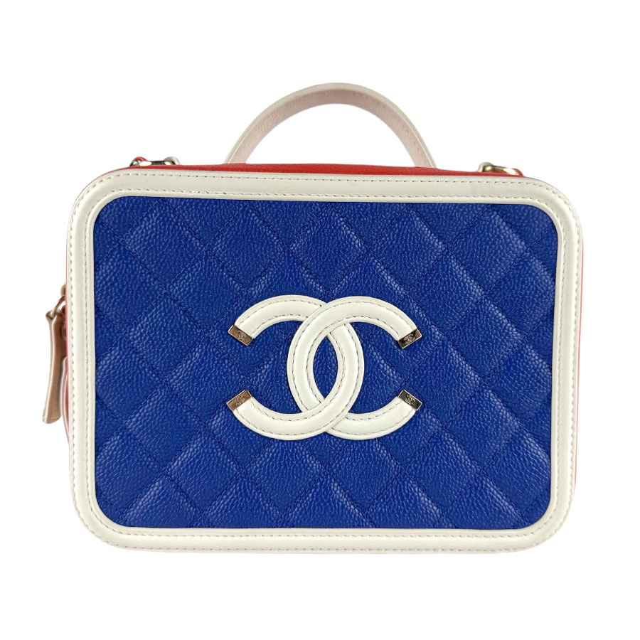 シャネル CHANEL ショルダーバッグ CCフィグリー キャビアスキンレザー 青色/白いこと/赤いこと レディース 貨物輸送無料【中古】 z9352