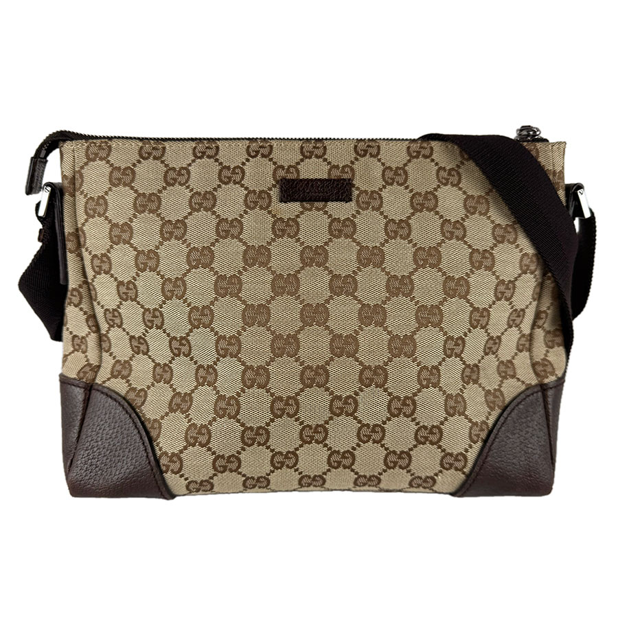 グッチ GUCCI ショルダーバッグ GGキャンバス/レザー ブラウン ユニセックス 114273 送料無料【中古】 z9426｜ブランドバリュー