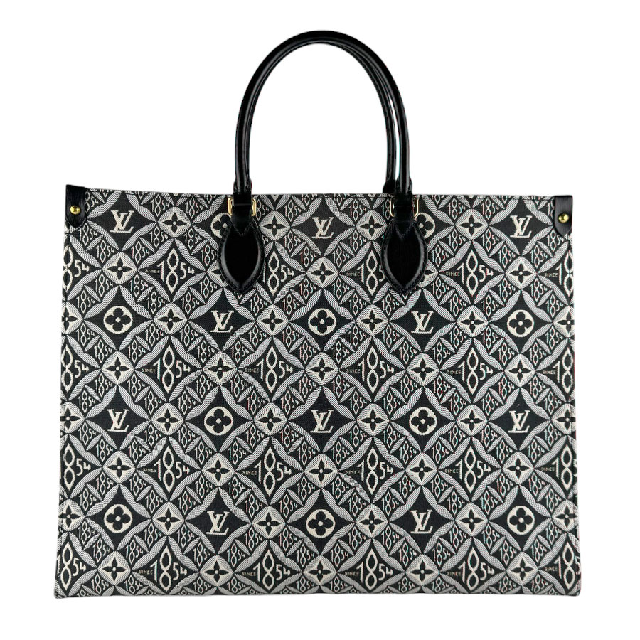 ルイ ヴィトン LOUIS VUITTON ハンドバック ショルダーバッグ モノグラムジャガード オンザゴーGM 帆布/なめし革 黒いこと/薄墨色/白いこと レディース M57207 貨物輸送無料【中古】 z9453