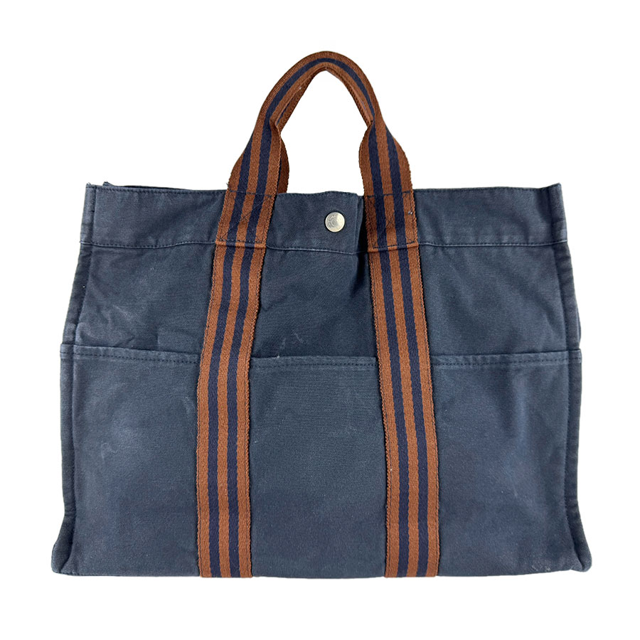 エルメス HERMES ハンドバック フールトゥMM 帆布 米国海軍/赤銅色 レディース 貨物輸送無料【中古】 z9571 レディースバッグ-ハンドバッグ-バッグ