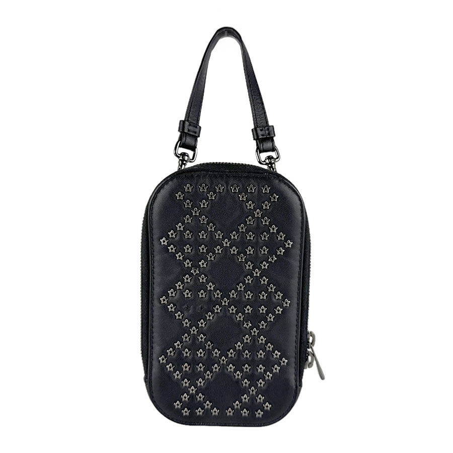ディオール Christian Dior  電話機合切袋 電話機入れもの なめし革 黒いこと レディース 貨物輸送無料【中古】 z9574