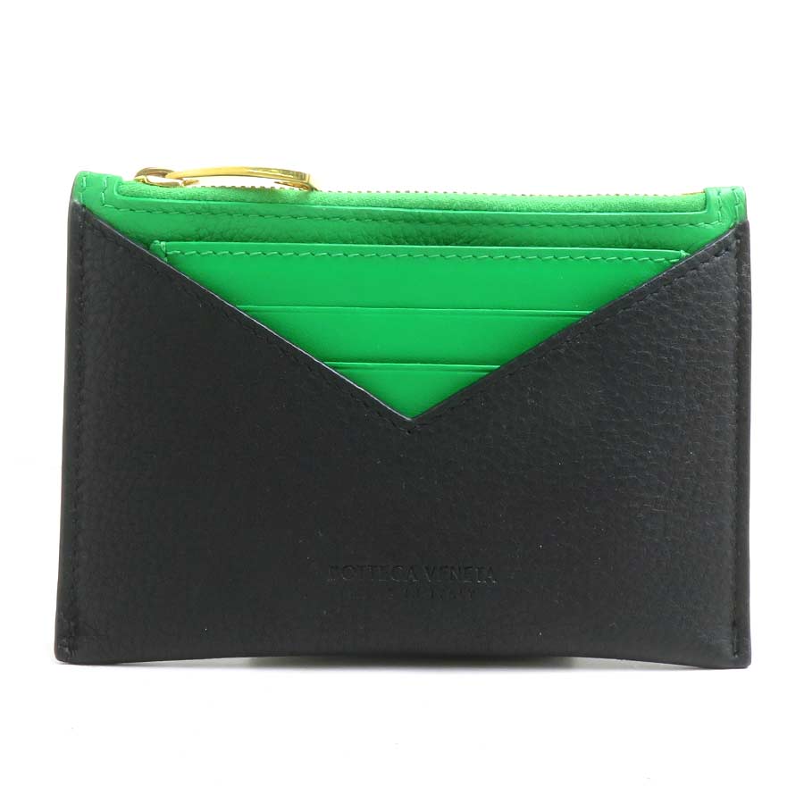 ボッテガヴェネタ BOTTEGAVENETA コインケース なめし革 黒いこと/緑であること ユニ一発やる 貨物輸送無料【中古】 r11207a
