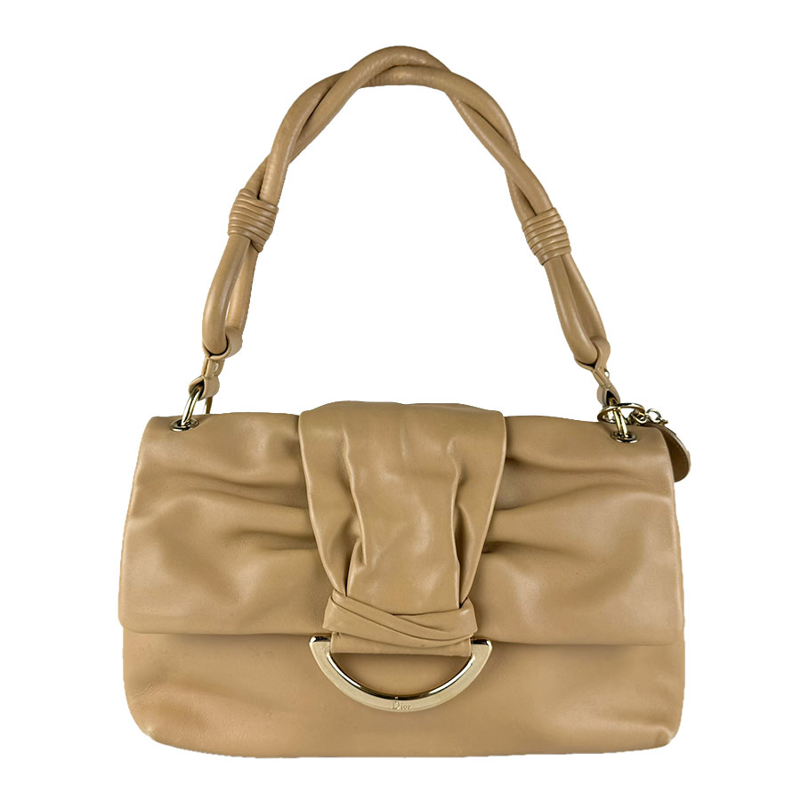 ディオール Christian Dior ショルダーバッグ Demi Lune なめし革 ベージュ レディース 貨物輸送無料【中古】 z9740
