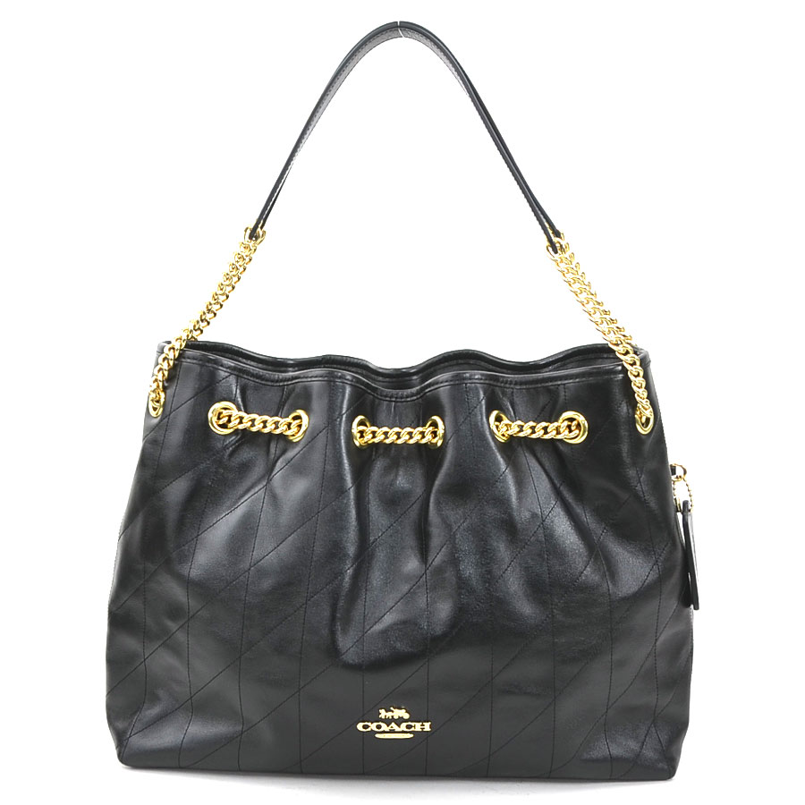 コーチ職 COACH ショルダーバッグ なめし革 黒いこと レディース 貨物輸送無料【中古】 h32222k