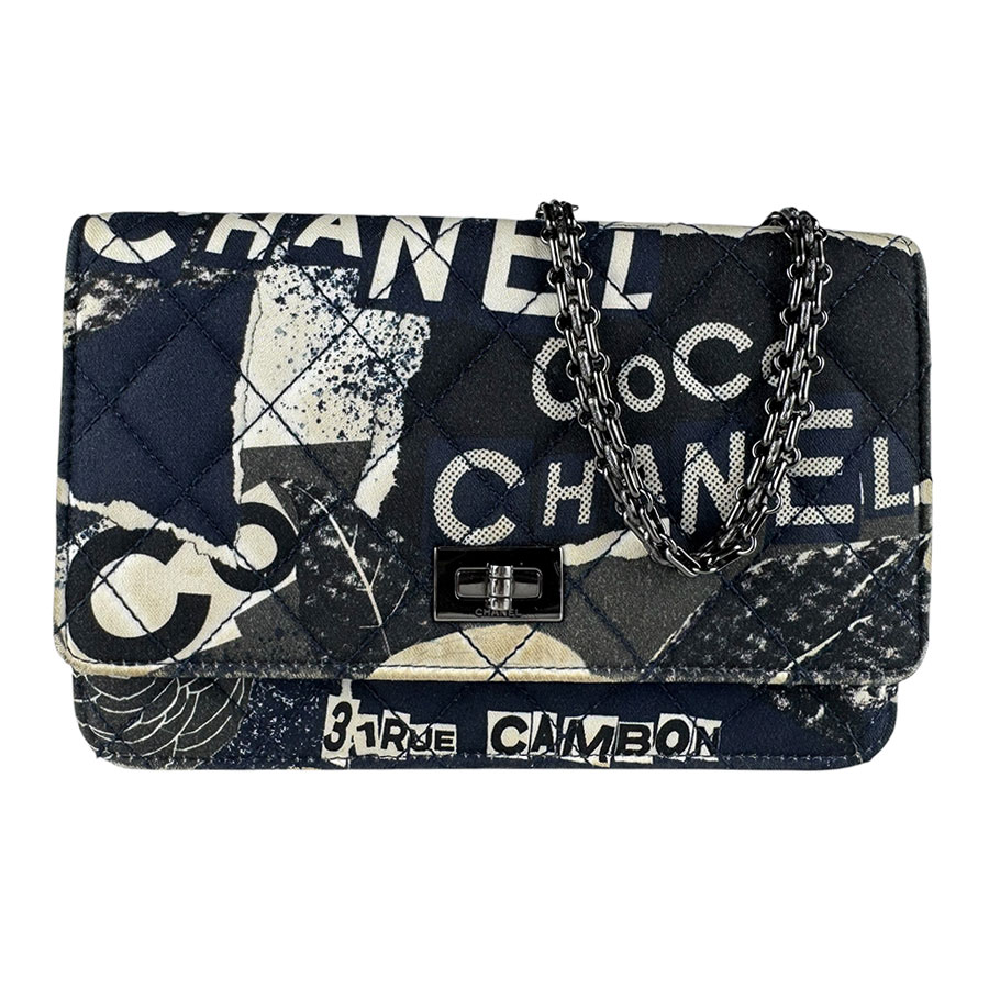 シャネル CHANEL  チェーンウォレット 2.55 綿織物 米国海軍系 レディース 貨物輸送無料【中古】 z9773