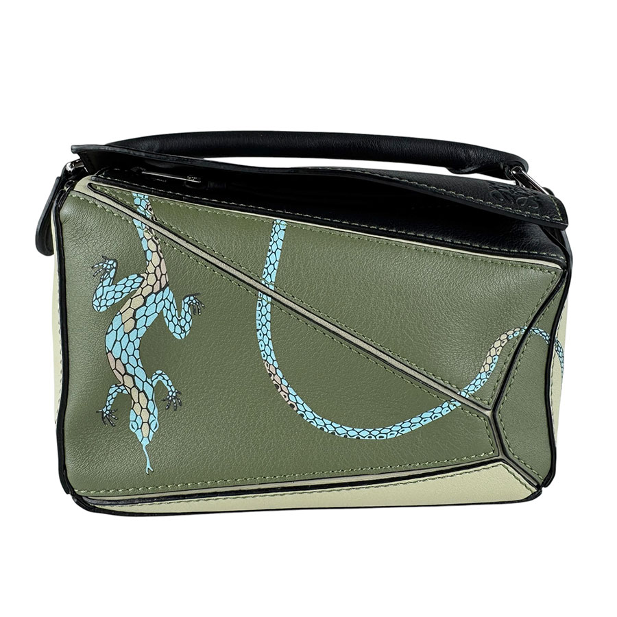 ロエベ LOEWE ショルダーバッグ パウラズイビザ 謎合わせ御徒面子 ミニ なめし革 緑であること系 レディース 貨物輸送無料【中古】 z9771