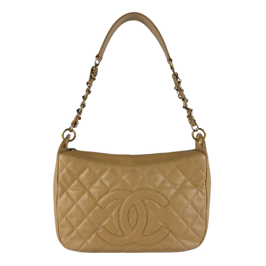 シャネル CHANEL ショルダーバッグ キャビアスキンレザー 駱駝 レディース 貨物輸送無料【中古】 z9872