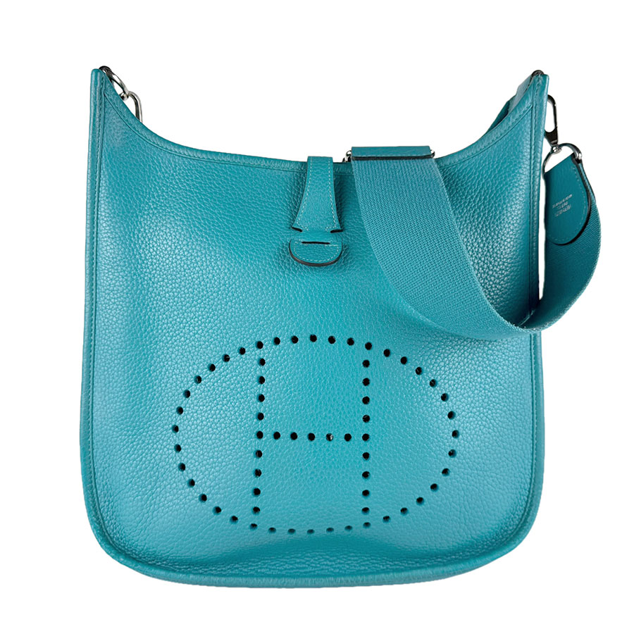エルメス HERMES ショルダーバッグ エヴリン 3 PM なめし革 青色 しろがね色 ユニ一発やる 貨物輸送無料【中古】 z9726