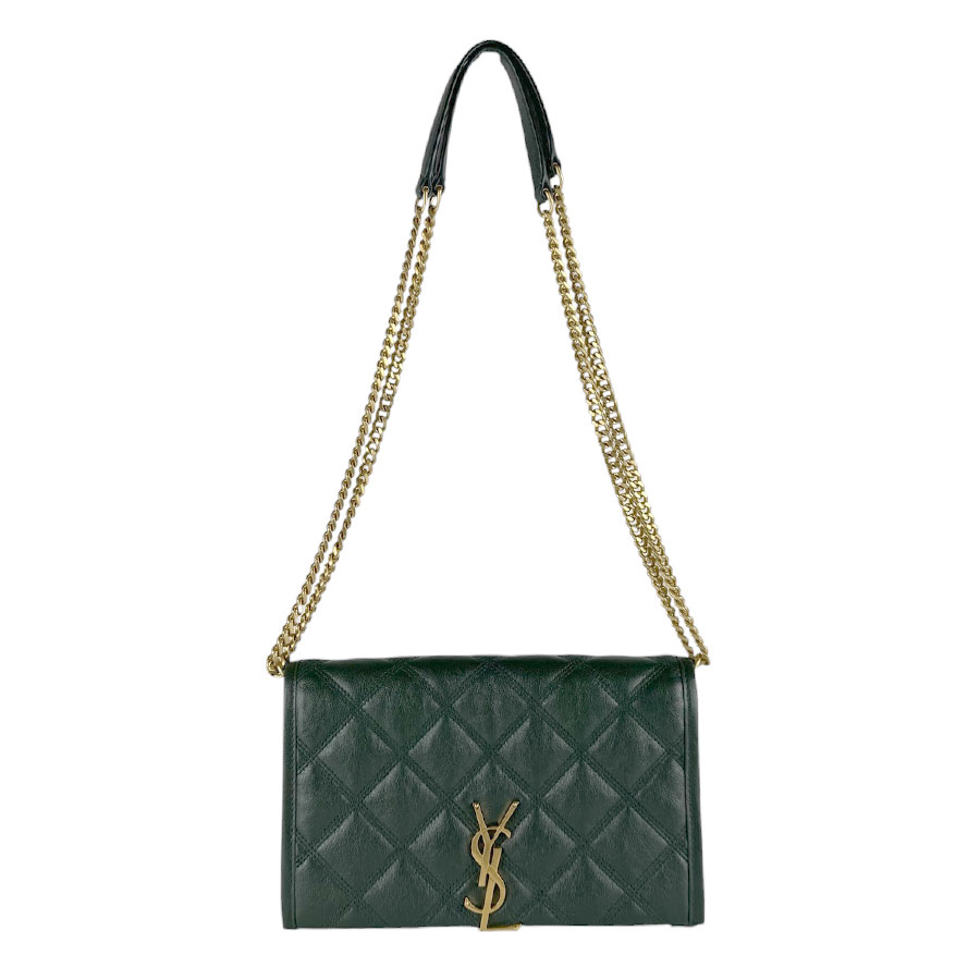 サンローラン SAINT LAURENT チェーンウォレット ショルダーバッグ ベッキー レザー グリーン ゴールド レディース 585031 送料無料【中古】 z9929|ブランドバリュー