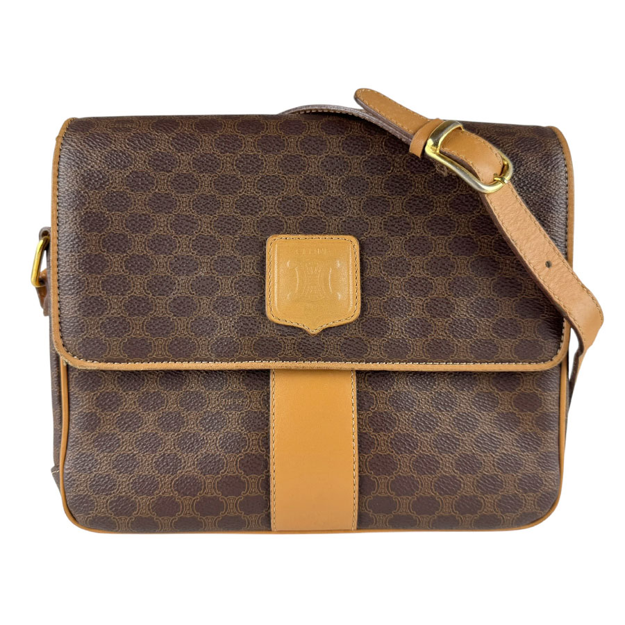 セリーヌ CELINE ショルダーバッグ マカダム PVC上塗り帆布 赤銅色 レディース 貨物輸送無料【中古】 z9822
