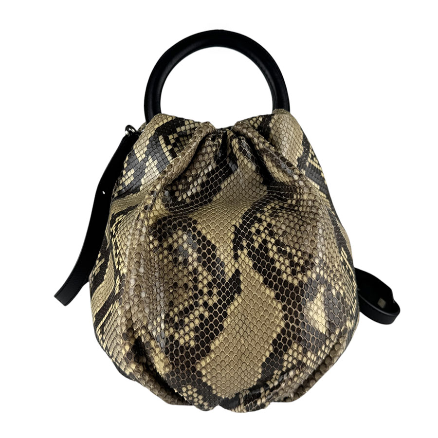 ロエベ LOEWE ハンドバック ショルダーバッグ バウンスバッグ パイソン/なめし革 赤銅色系/黒いこと レディース 貨物輸送無料【中古】 z9831