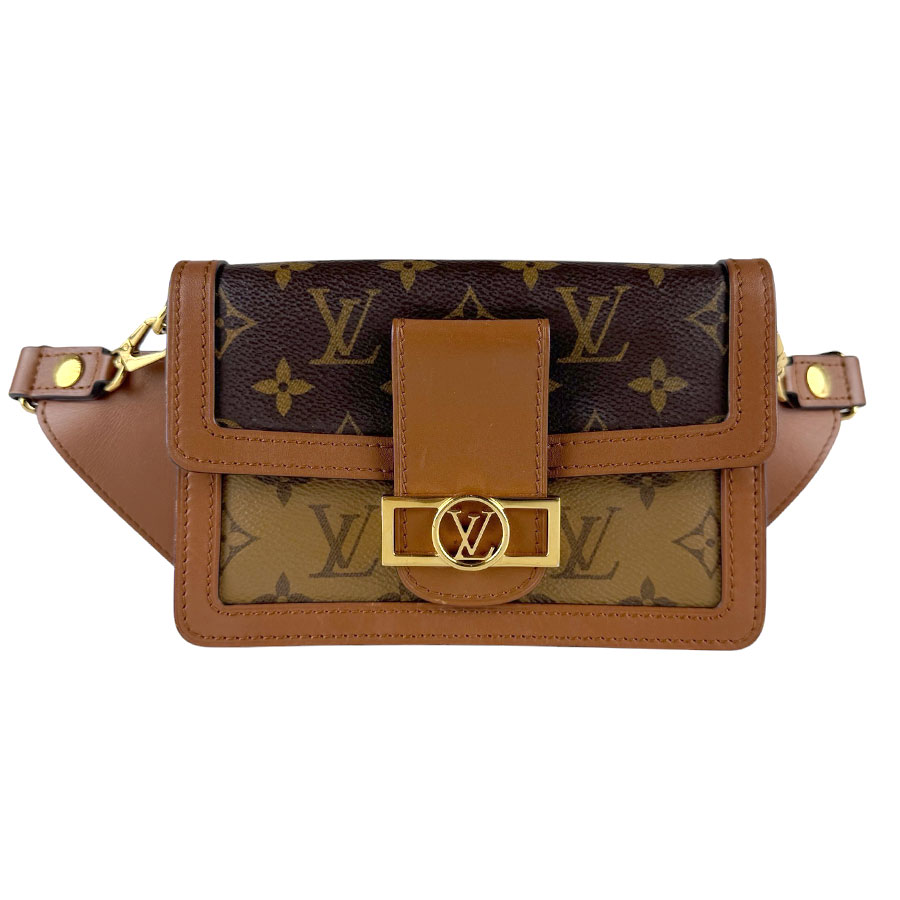 ルイ ヴィトン LOUIS VUITTON 酉の方角御徒面子 上半身御徒面子 モノグラム 逆さま バムバッグ ドーフィーヌ/モノグラム 逆さま 赤銅色 レディース M44586 貨物輸送無料【中古】 z9919