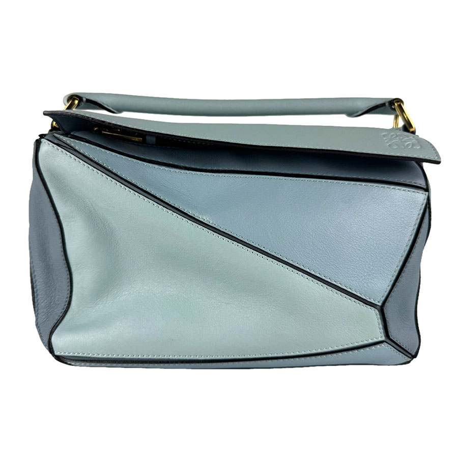 ロエベ LOEWE ハンドバック ショルダーバッグ 考えもの御徒面子 スモール なめし革 青碧 ゴールド レディース 貨物輸送無料【中古】 z9982