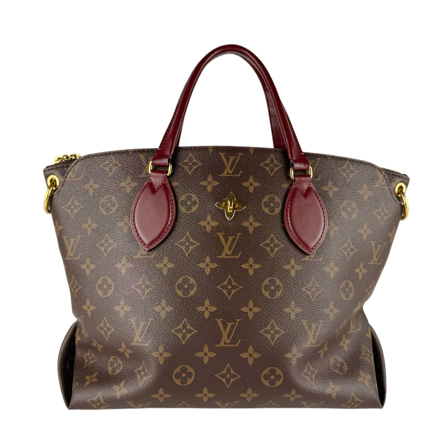 ルイ ヴィトン LOUIS VUITTON ハンドバック ショルダーバッグ モノグラム フラワージップドトートMM モノグラム帆布 赤銅色/ボルドーワイン レディース M44348 貨物輸送無料【中古】 z9877