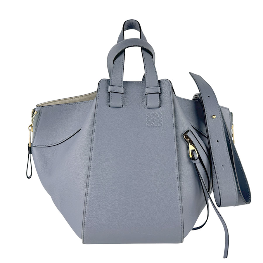 ロエベ LOEWE ショルダーバッグ ハンドバック ハンモック スモール なめし革 青碧系 レディース 貨物輸送無料【中古】 z9890