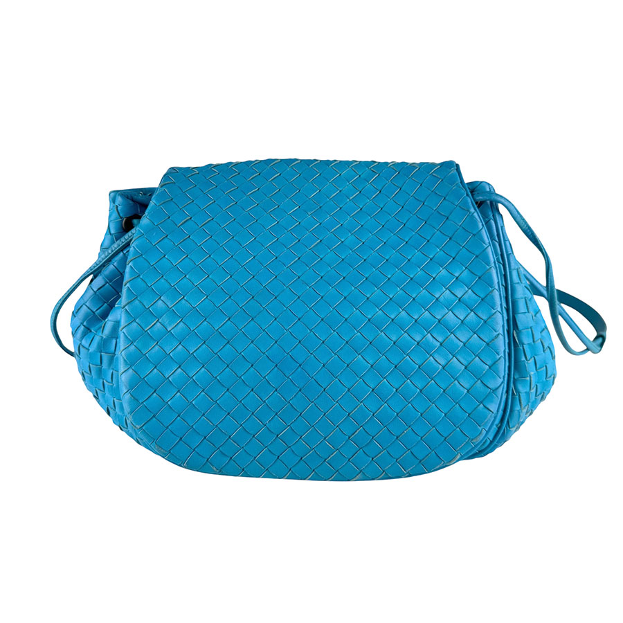 ボッテガヴェネタ BOTTEGAVENETA 斜め掛けショルダーバッグ イントレチャート レザー ブルー レディース 送料無料【中古】 z9910|ブランドバリュー