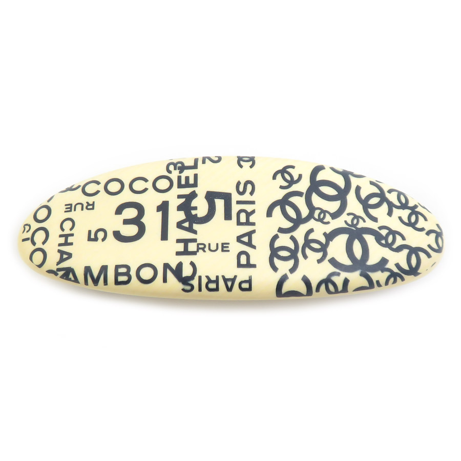 シャネル CHANEL バレッタ ココマーク ウッド/メタル ベージュ/ネイビー/シルバー レディース 送料無料【中古】 e61968i|ブランドバリュー